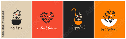 Bakery, pastry shop, food and cooking logo and branding. Healthy, vegan and vegetarian food concept design