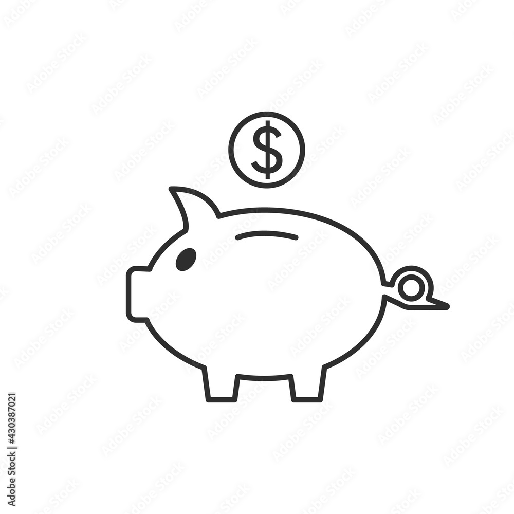 Piggy bank icon. Simple design on white background. Piggy bank icon. Simple design on white background.