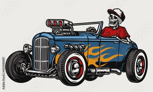 Custom car vintage colorful concept