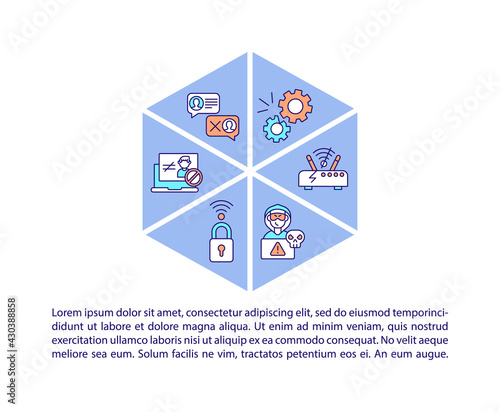 Internet adoption barriers concept line icons with text. PPT page vector template with copy space. Brochure, magazine, newsletter design element. Literacy skills lacking linear illustrations on white