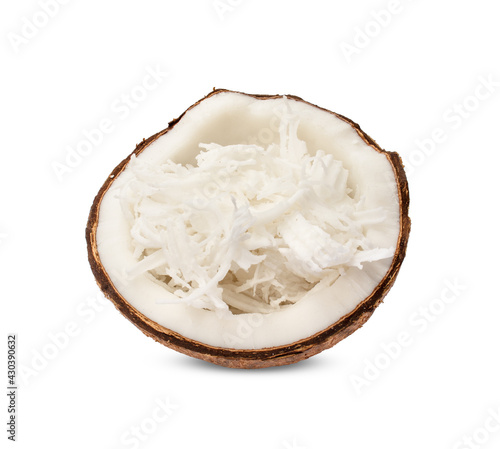 Grated coconut isolated on white background