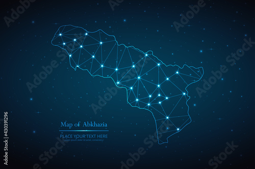 Abstract map of Abkhazia geometric mesh polygonal network line, structure and point scales on dark background. Vector illustration eps 10