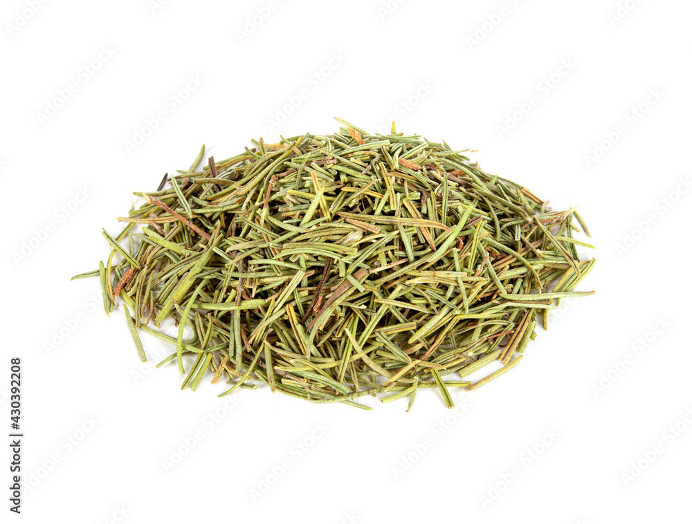 Dried herbs rosemary leaf isolated on white background