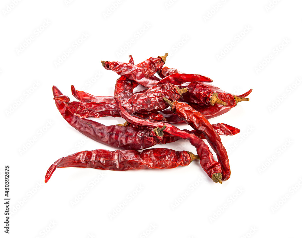 Dried red chili or chilli cayenne pepper isolated on white background Dried red chili or chilli cayenne pepper isolated on white background