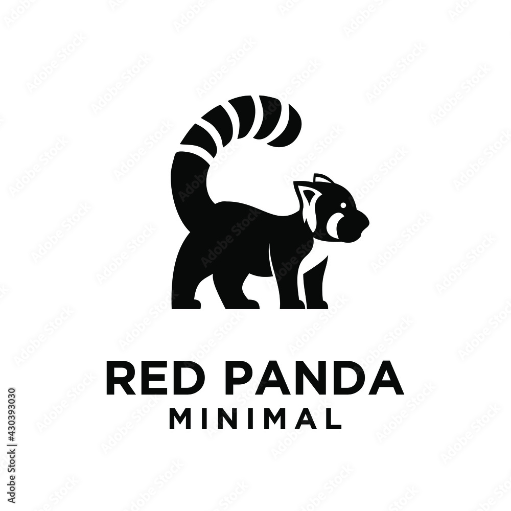 Obraz premium red panda silhouette logo icon design