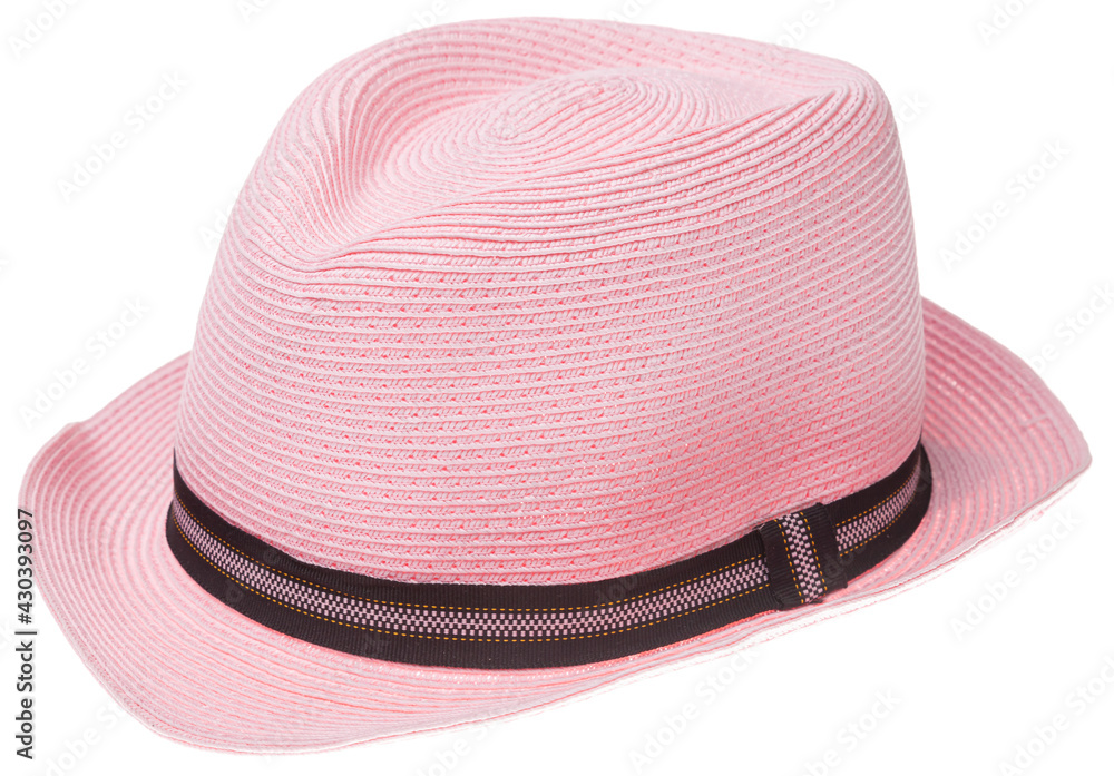 Pink panama hat isolated on white Pink panama hat isolated on white