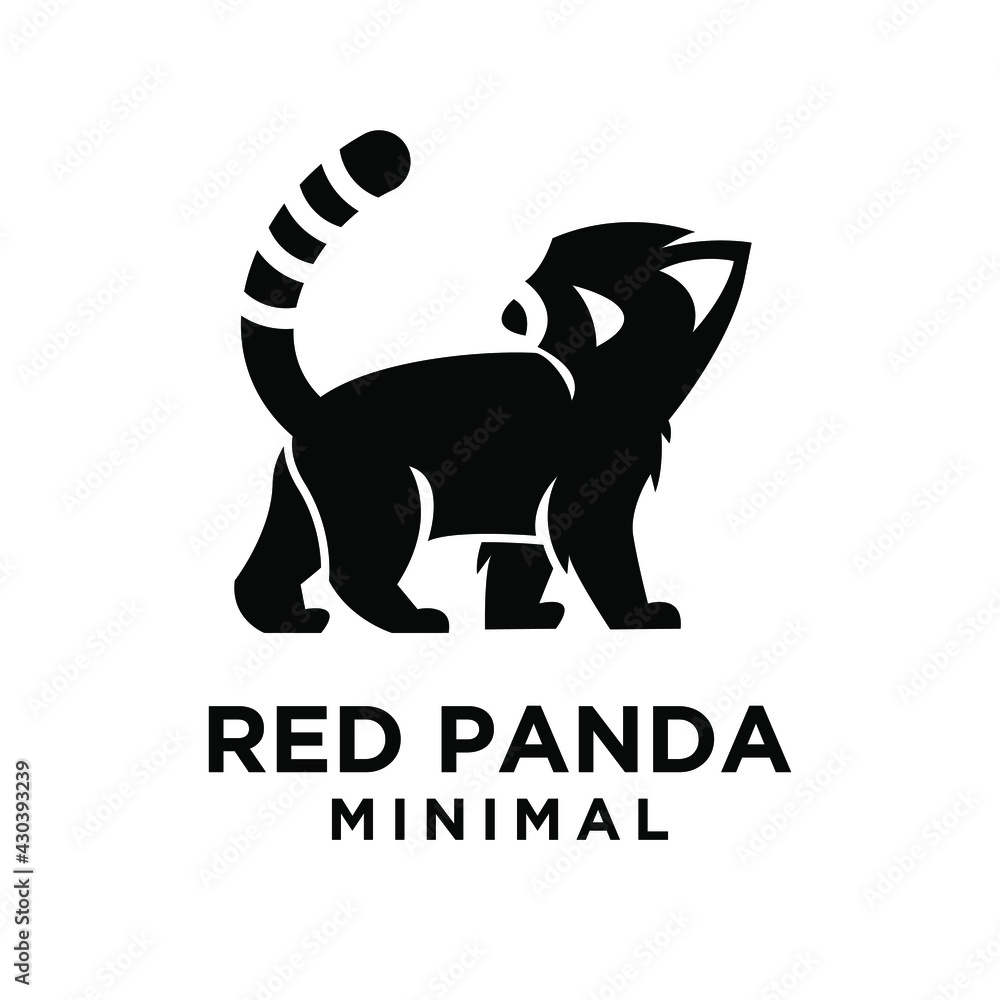 Obraz premium red panda silhouette logo icon design