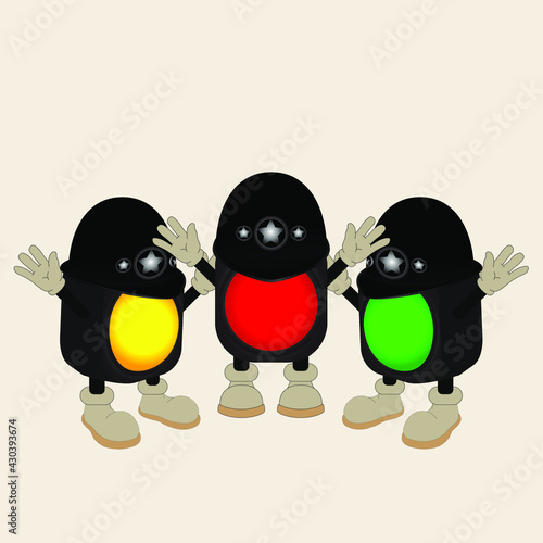 
vector illustration of a cool cartoon traffic light