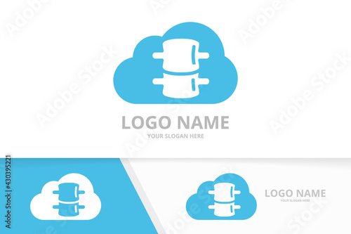 Vector spine and cloud logo combination. Unique spinal diagnostic center logotype design template.