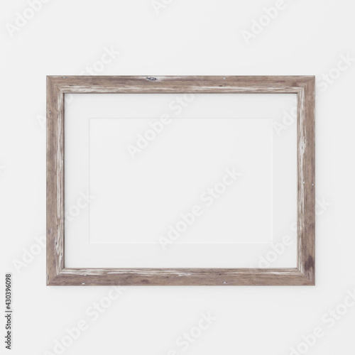mockup of unique picture frame made of old weathered wood