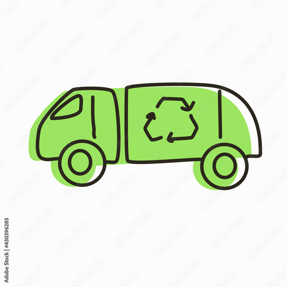 Garbage disposal machine for children. Illustration in doodle style. Garbage disposal machine for children. Illustration in doodle style.