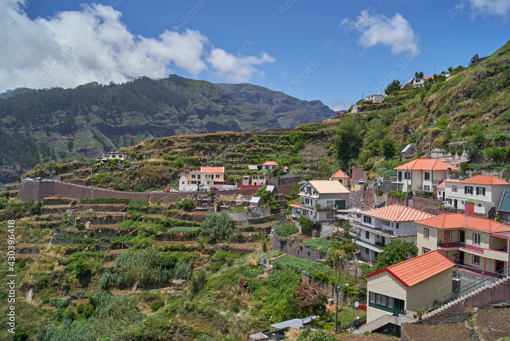 village on top of the mountain, living of terraced cultivation in  Madeira Island