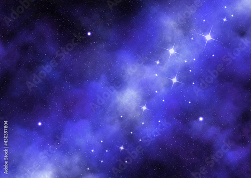 天の川銀河 背景イラスト素材（紫色）