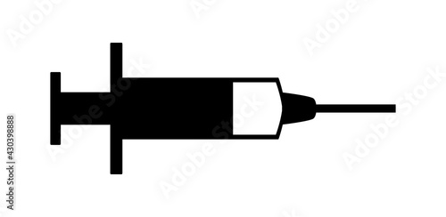 Vaccine Jab Syringe Needle Black and White Flat Icon. Vector Image.