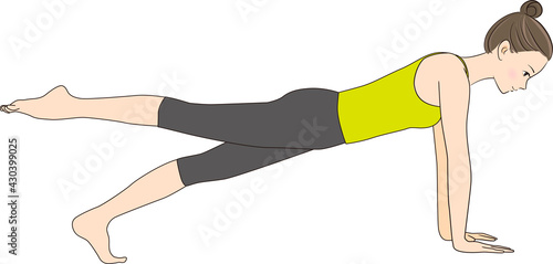 Pilates, Pose Illustration, Leg Pull Front