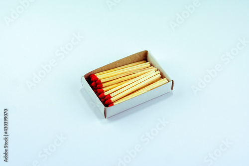 one box of matchstick, isolated object, design element, fire light flammable stick