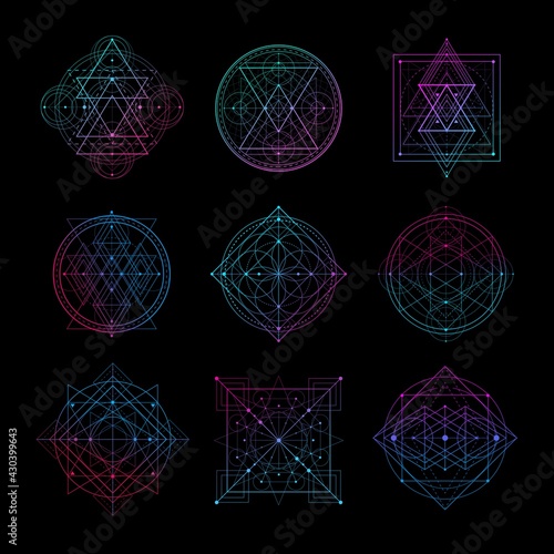 Sacred Geometry Symbol With Gradient Color Vector Illustration