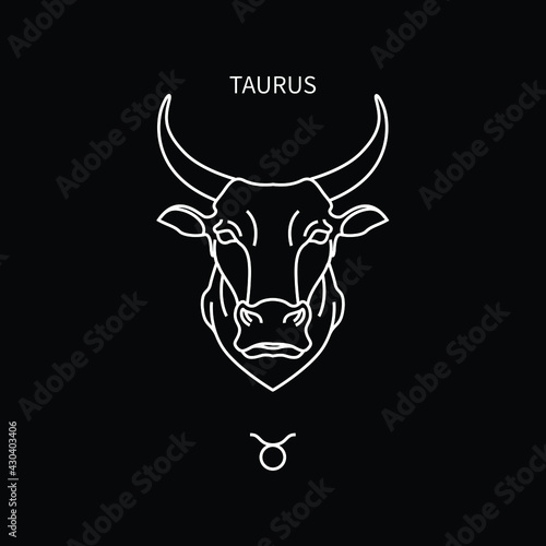 taurus horoscope symbol in twelve zodiac constellation. a flat line zodiac icons isolated on black background. astrology and mythology collection in vector.