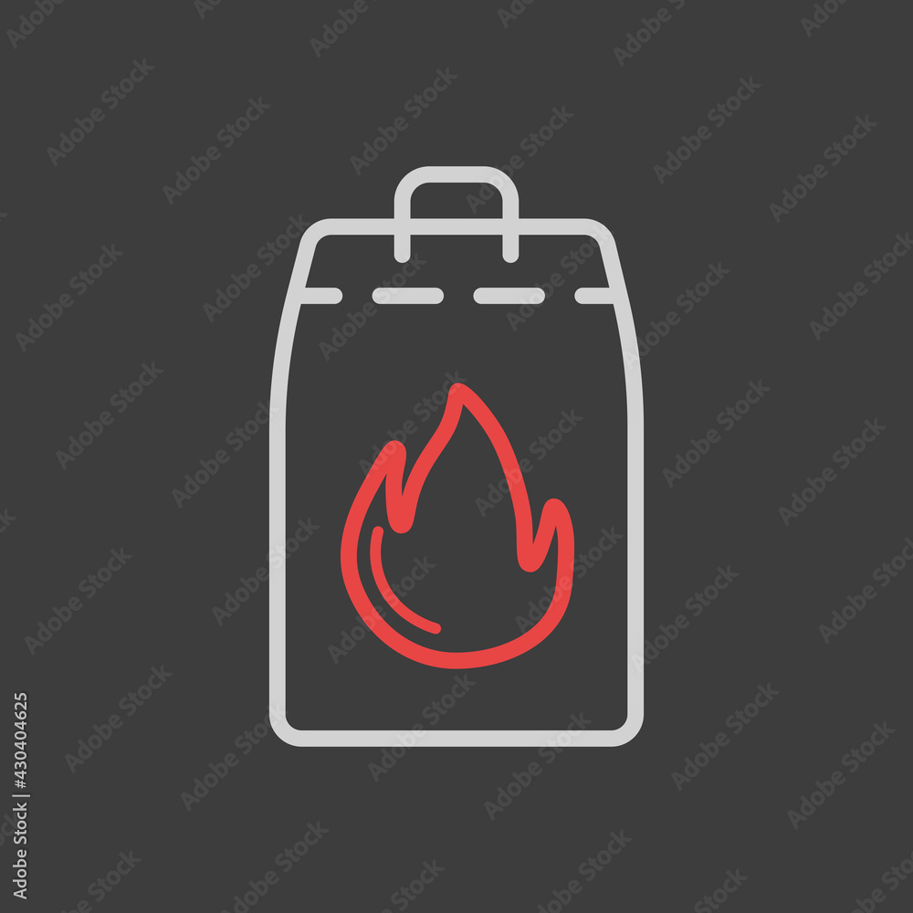 Grill charcoal vector icon on dark background Grill charcoal vector icon on dark background