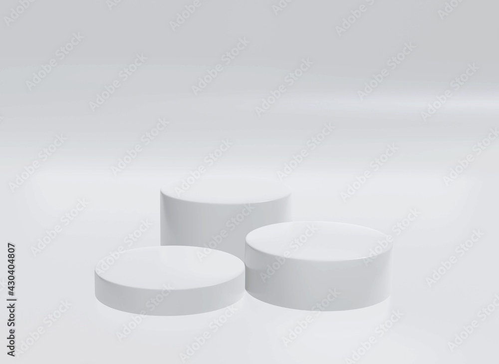 the pedestal on white background with cylinder stand concept. Blank product shelf standing backdrop. 3D illustration. the pedestal on white background with cylinder stand concept. Blank product shelf standing backdrop. 3D illustration.