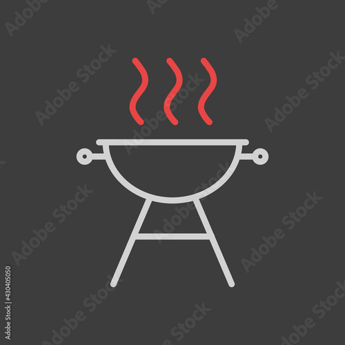 Grill BBQ cookout vector icon on dark background