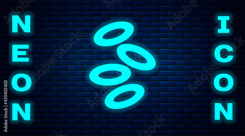 Glowing neon Medical hemoglobin erythrocytes icon isolated on brick wall background. Vector