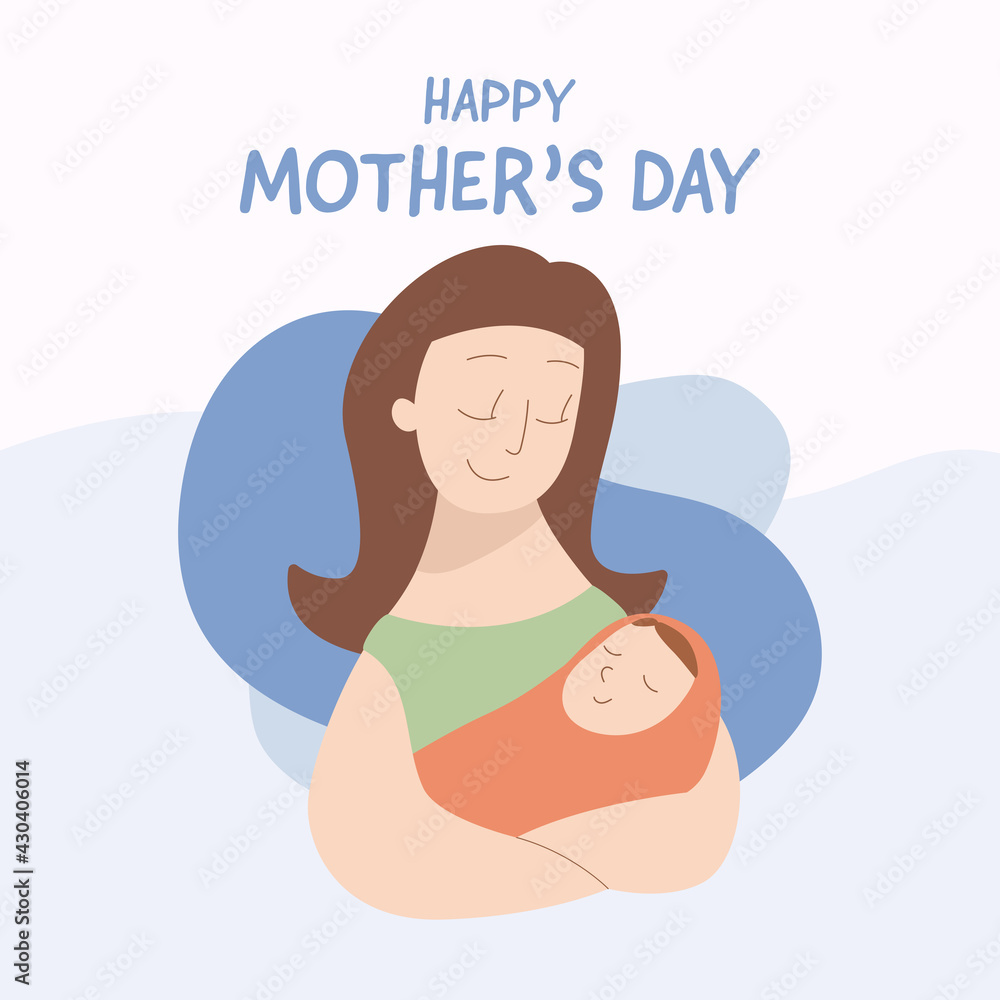 Vector illustration with Mother and Baby.Design element for card, poster, banner, and other use.Happy Mothers Day. Vector illustration with Mother and Baby.Design element for card, poster, banner, and other use.Happy Mothers Day.