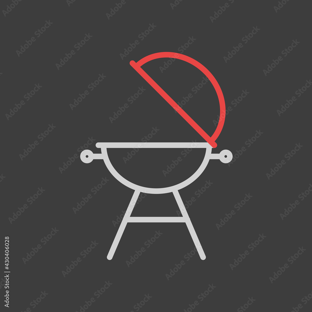 Fototapeta premium Grill barbeque cookout icon on dark background