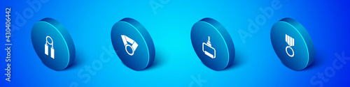 Set Isometric Sport expander, TPX loop training equipment, Medal and icon. Vector