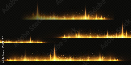 Introducing the effects of vector gold light sets. Glowing blue abstract line. Suitable for transparent lens flare effect. Bright light can be used for game design, banners, posters.