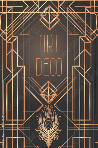 Art Deco vintage invitation template design with illustration of flapper girl...