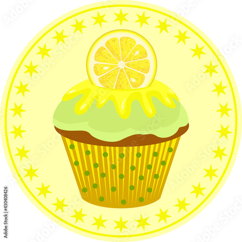 Lemon cupcake classic round sticker 
