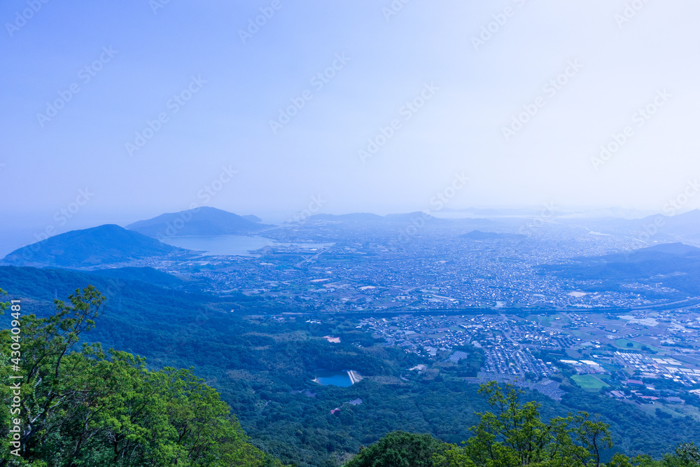 大平山山頂から撮影した6月の山口県防府市