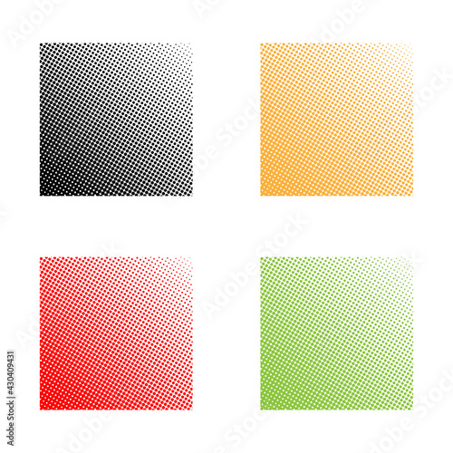 Abstract colorful halftone dots horizontal vector illustration.