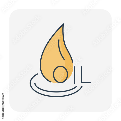 Abstract shape of liquid fall or drop vector ico. Petroleum product extract from nature for refined to fuel i.e. petrol, lubricant, gasoline or diesel. Concept for oil industry, power and energy.
