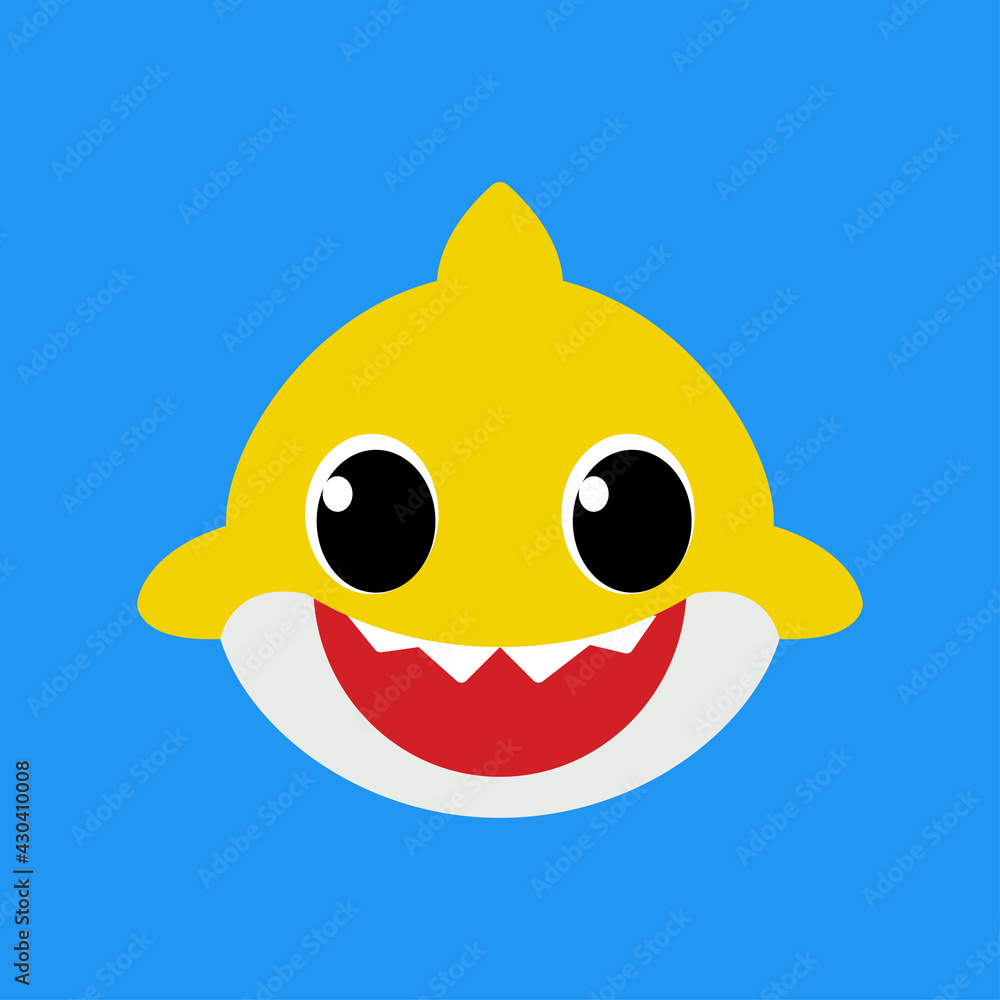 Cute baby shark. Yellow cartoon shark. Shark Stock Vector | Adobe Stock