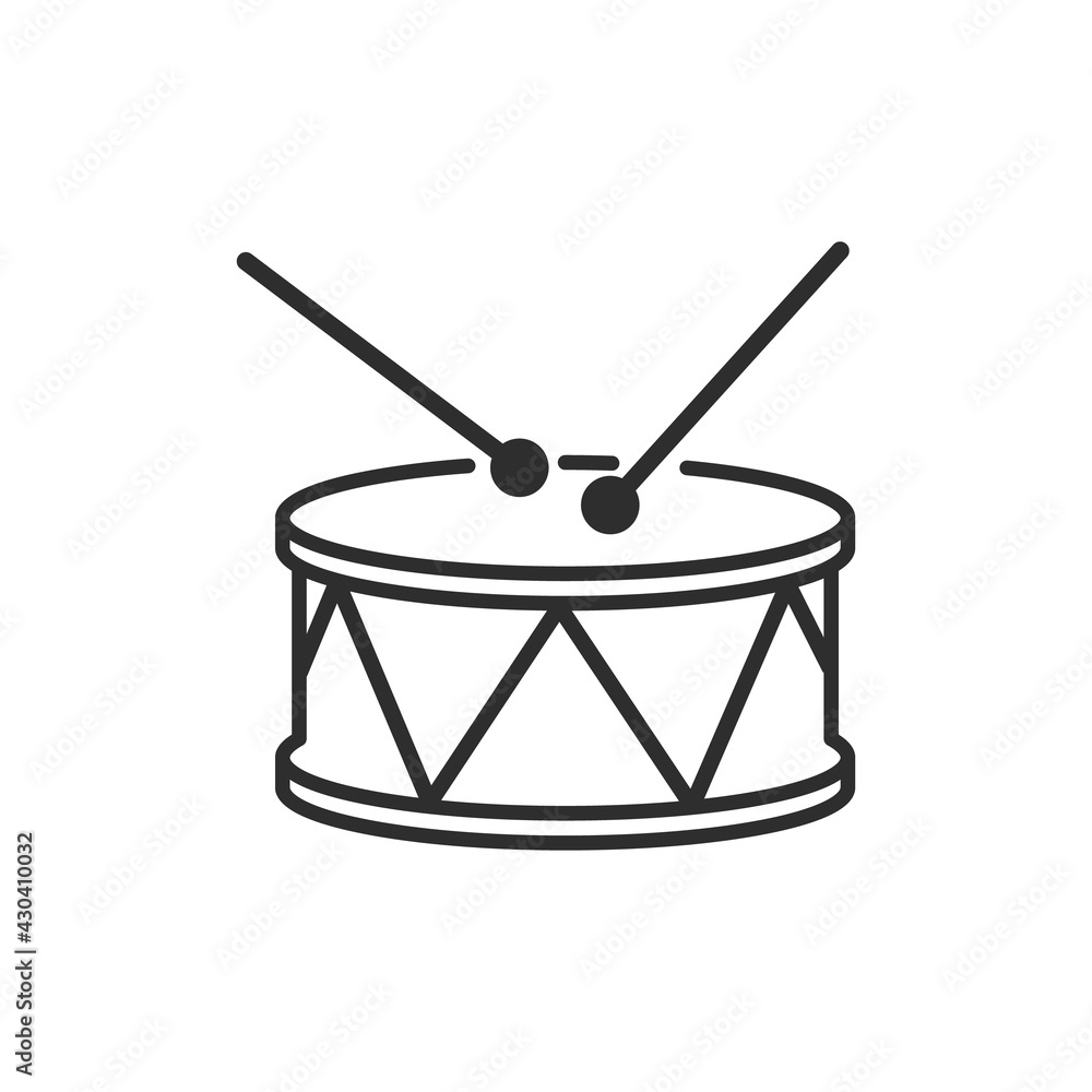 Linear style sign for mobile concept and web design. drum symbol illustration