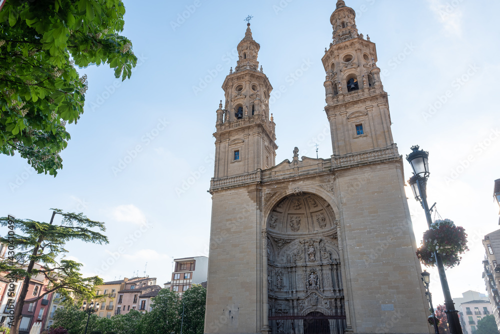 Facade of the Co-Cathedral of Santa María de la Redonda along Calle Portales street.