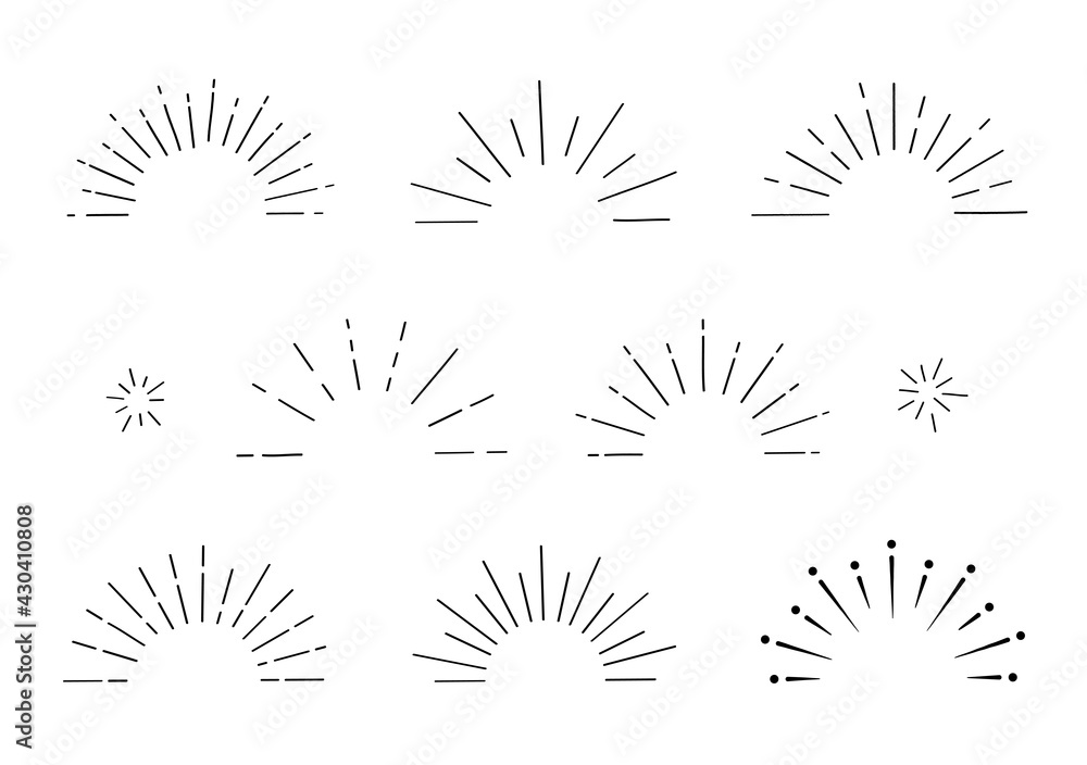 サンバースト 半円 手書き 集中線 太陽線 きらきら Stock Vector Adobe Stock