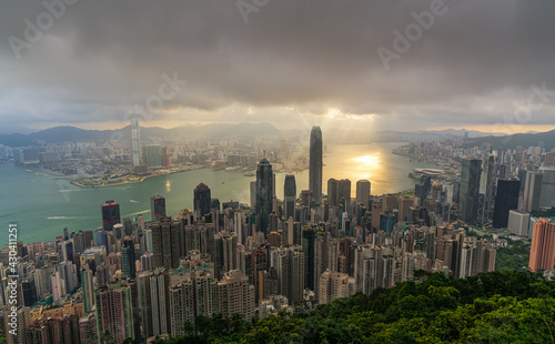 Wallpaper Mural Hong Kong city skyline from Victoria peak, China with dramatic sky. Torontodigital.ca