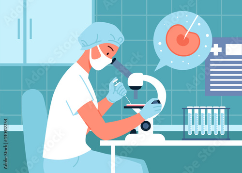 Scientist people research and study in science laboratory, working with lab microscope