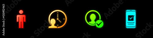 Set User of man, Time Management, Create account screen and Smartphone icon. Vector