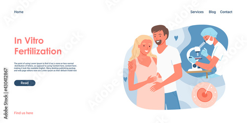In vitro fertilization landing page, couple people standing together, fertility health