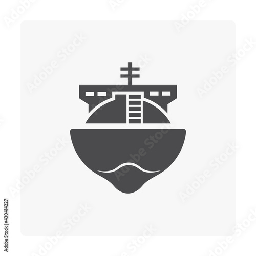 LNG carrier vector icon. Tanker ship with cryogenic tank, vessel. For storage and transport liquefied natural gas. That fuel energy mixture of methane, ethane. For industry, business, trade, export.