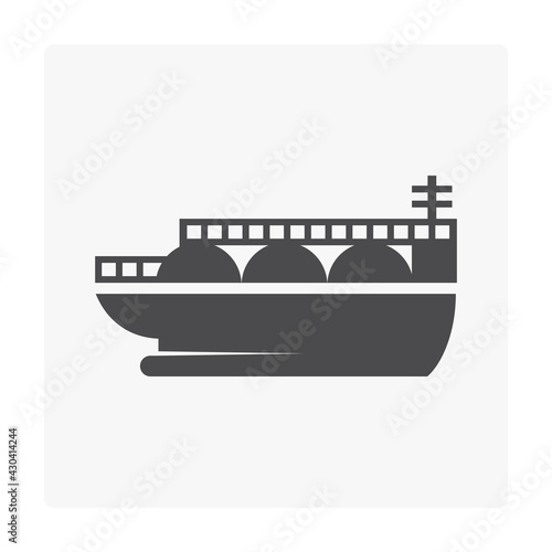 LNG carrier vector icon. Tanker ship with cryogenic tank, vessel. For storage and transport liquefied natural gas. That fuel energy mixture of methane, ethane. For industry, business, trade, export.