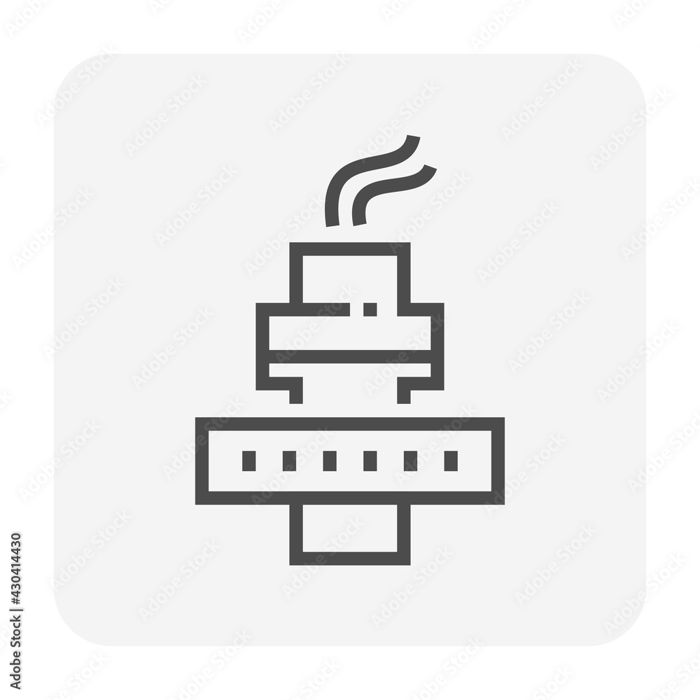 Gas flare or flare stack vector icon. Torch device with fire flame, burner, tower for burning gas from petroleum refinery in factory, petrochemical plant and offshore rig. That power energy industry. Gas flare or flare stack vector icon. Torch device with fire flame, burner, tower for burning gas from petroleum refinery in factory, petrochemical plant and offshore rig. That power energy industry.