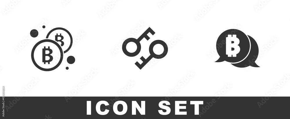 Set Bitcoin, Cryptocurrency key and icon. Vector Set Bitcoin, Cryptocurrency key and icon. Vector