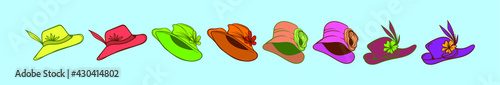 set of kentucky derby hats cartoon icon design template with various models. vector illustration isolated on blue background