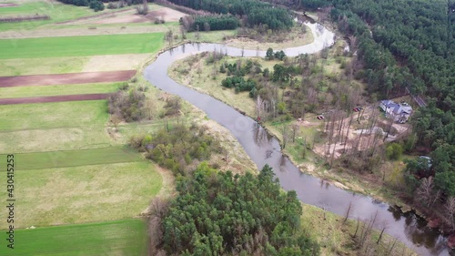 Liwiec River near Starowola village in Masovian Voivodeship of Poland, 4k footage photo