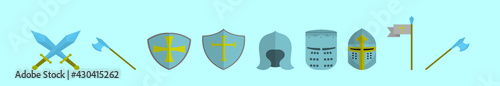 set of templar cartoon icon design template with various models. vector illustration isolated on blue background